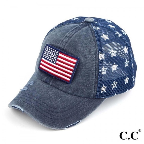 Accessories - USA flag baseball cap with mesh back